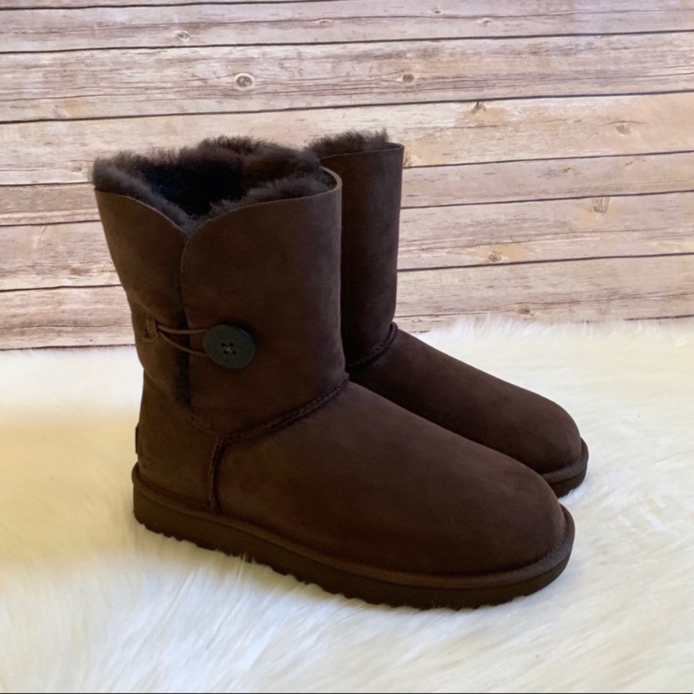 UGG Chocolate Bailey Button II Boots - Picture 2 of 8